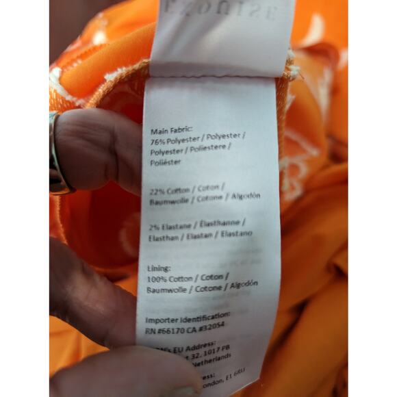 EXQUISE Phoebe Flounced Maxi Dress Orange Cream Embroidered Flowers Size L - Picture 9 of 12